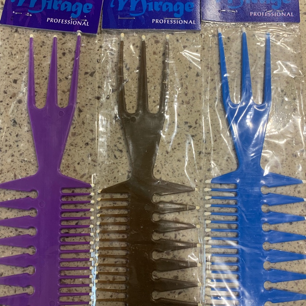 Professional Hair Styling Comb Set - Purple, Brown, and Blue